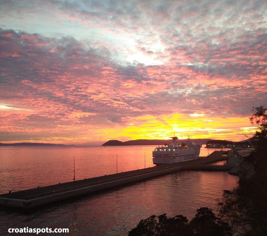 Ancona to Split ferry, sunset views