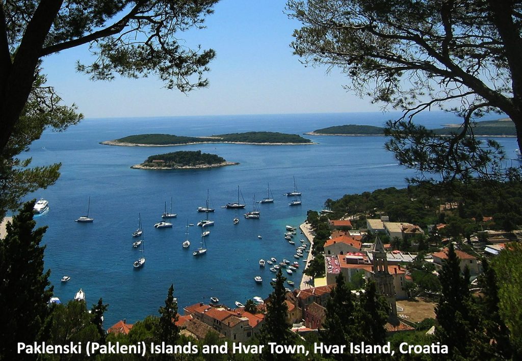 Hvar Town and Paklenski (Pakleni) islands viewed from the hill above the town @ Hvar island