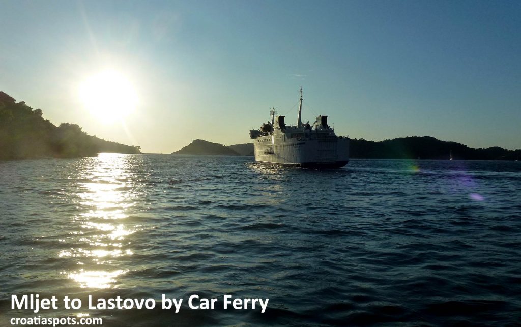 Views over car ferry to drive between Mljet and Lastovo island