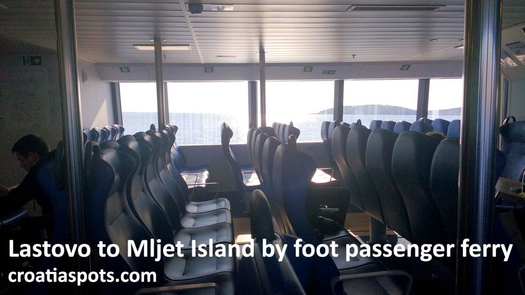 Interior and views from foot passenger catamaran ferry between Mljet and Lastovo