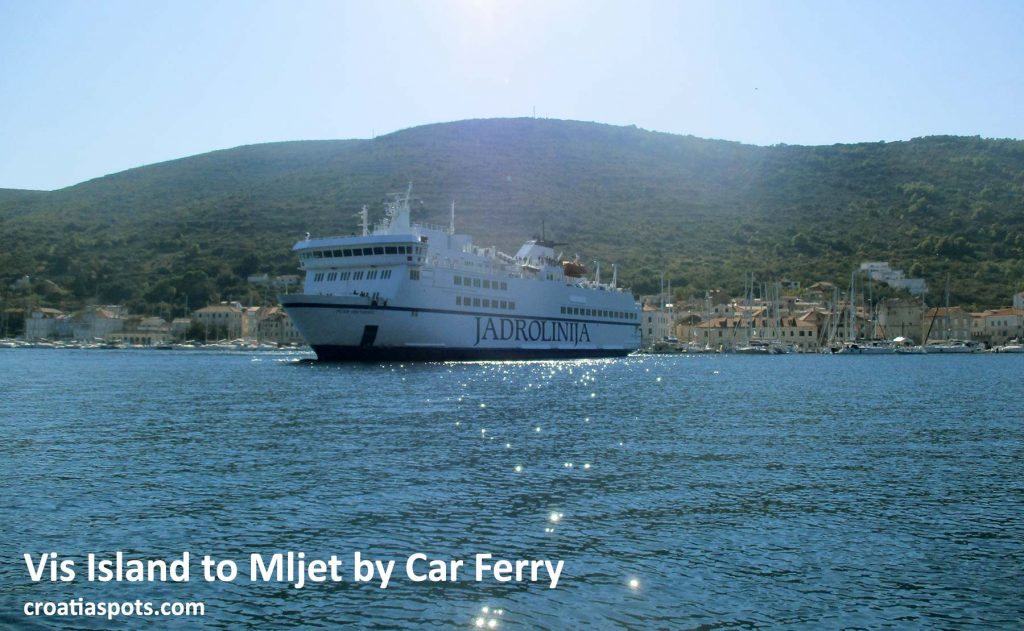 Views over car ferry to take you to Split, to drive between Vis and Mljet island
